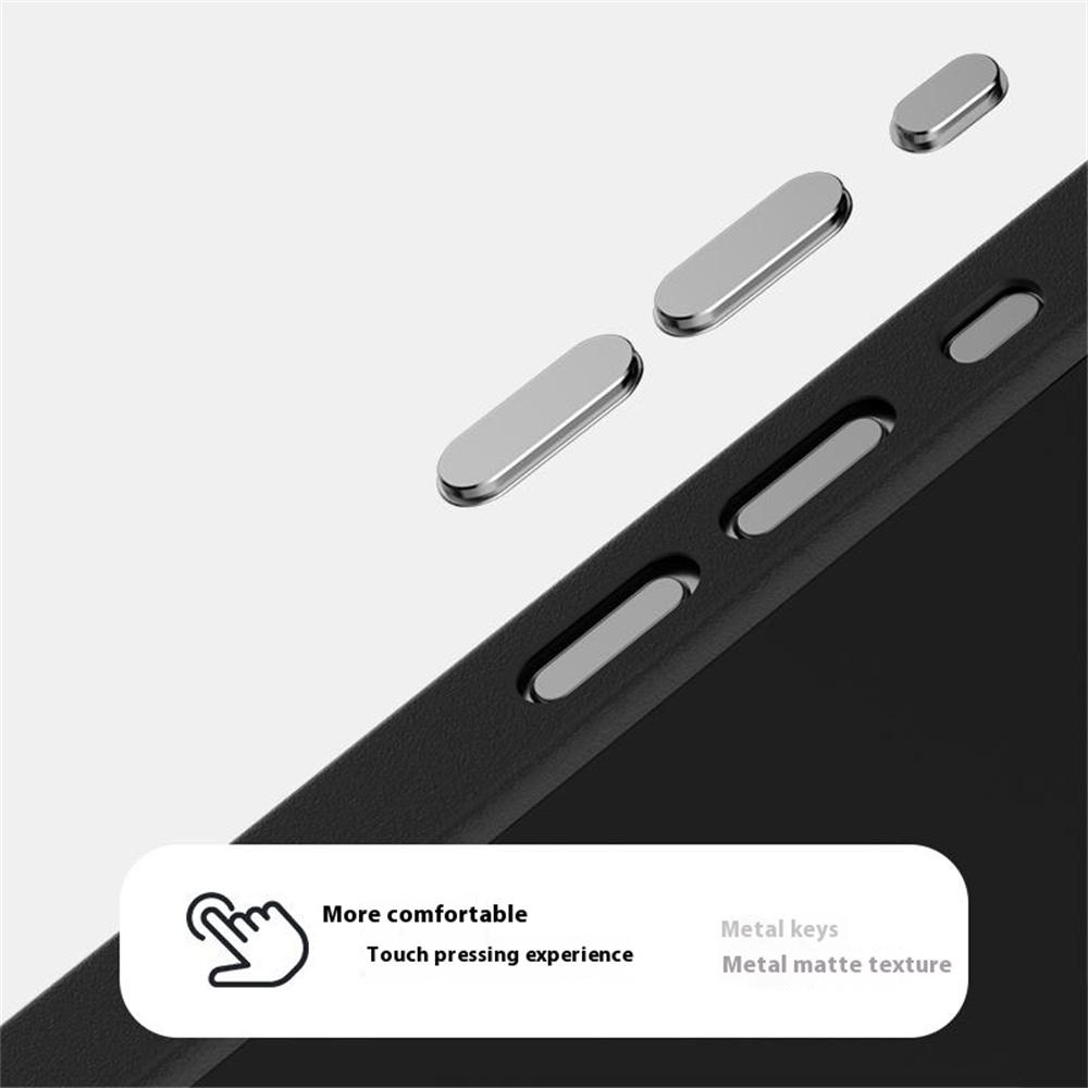 ABEEL For iPhone 16 Plus Case PC + TPU + Aluminum Alloy + PU Leather Slim Phone Back Cover Compatible with MagSafe