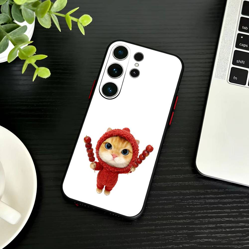 Забавный Глупый Кот Мышь Чехол для Телефона Для Samsung S26,S25,S24,S23,S22,S21,S20,Ultra,Plus,FE Черный Мягкий Чехол