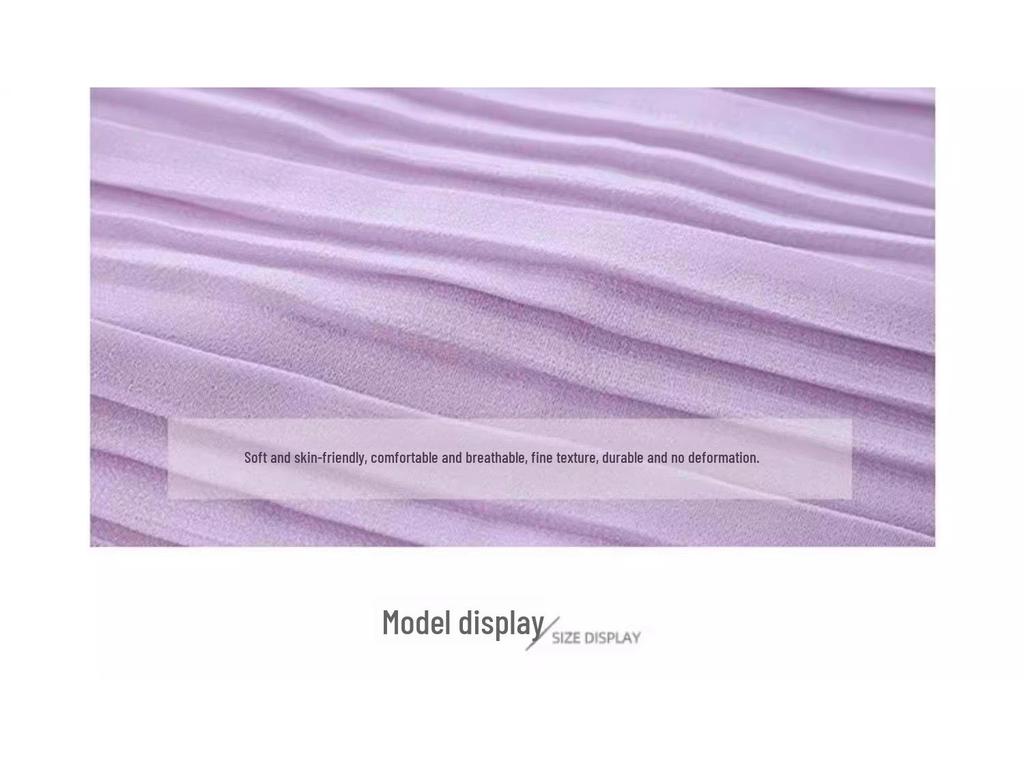 Длинная плиссированная юбка фиолетового цвета с высокой талией 2025 года — нежный, универсальный стиль феи для ранней весны