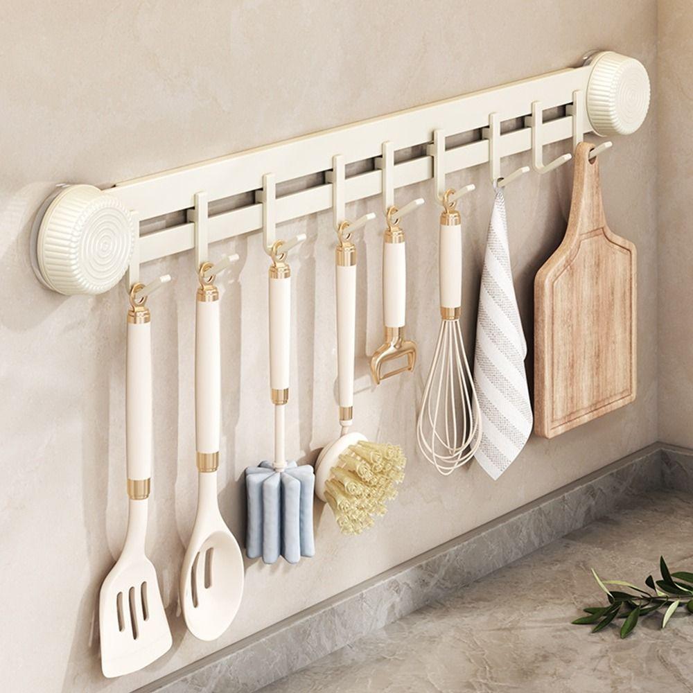 Carbon Steel Vacuum Sucker Towel Rack Punch Free Sundries Storage Hook Coat Hanger Kitchen
