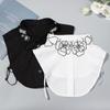 Front Tie White Fake Collar Stand Beads Detachable Collar Fake Women Vintage Crystal Lace Ladies False Blouse Collar Half Shirt