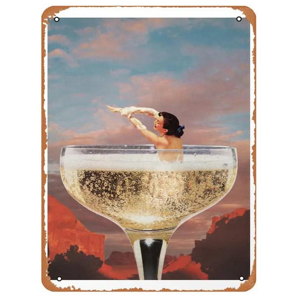 Металлические жестяные таблички Шампанское Апероль Настенная декоративная табличка Винтажный художественный плакат Железная живопись для мужской пещеры Дома Кафе Сада Клуба Бара