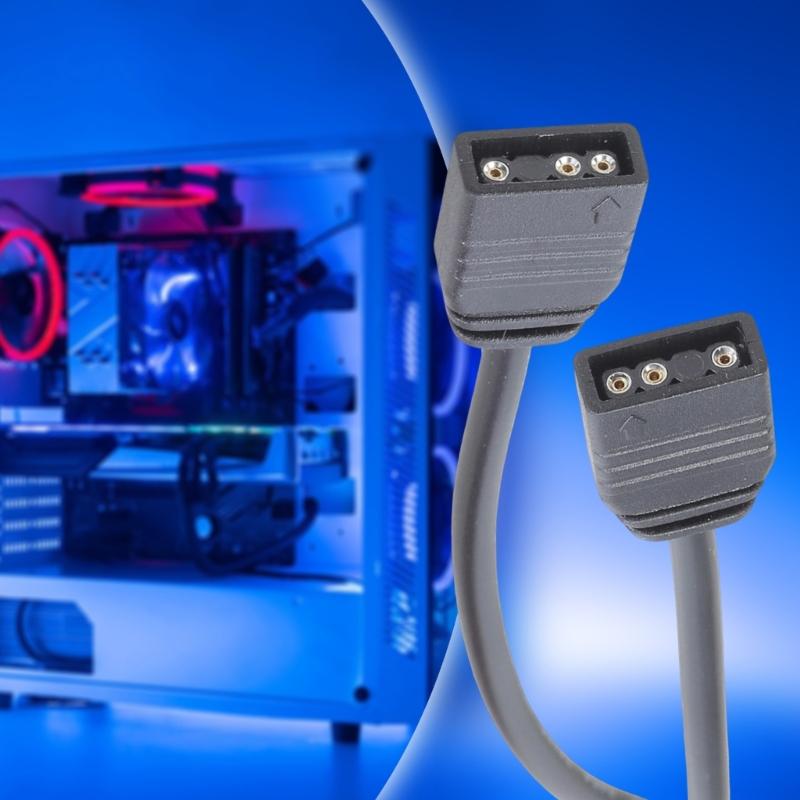 ARGB 5V 3Pin Extension Cable Durability for Desktop Fan and Color Lighting 30/60CM Length Optional