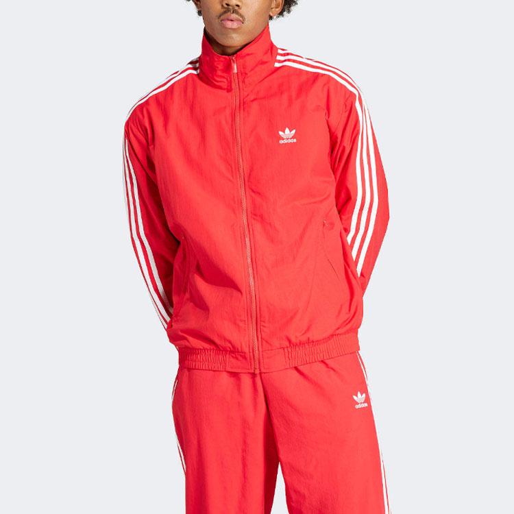 adidas Оригинальная спортивная куртка Adicolor Firebird с тремя полосками и воротником-стойкой, мужская верхняя одежда, красный IT2495
