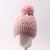 Womens Knit Beanie With Pom Warm Fleece Lined All-match Fall Winter