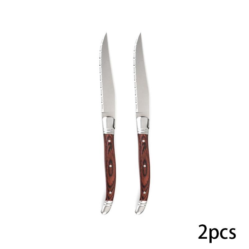 Ножи для стейков из нержавеющей стали в стиле Лагиоль, деревянные японские столовые приборы, столовый нож, столовые приборы для ресторана, столовые приборы 2/4/6/10 шт.