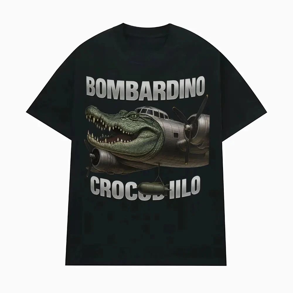 Bombardino Crocodilo Meme T-Shirt Men Women Short Sleeve Cotton Tees Funny Graphic T-shirt Y2k Outfit Summer Tops Men's Clothing