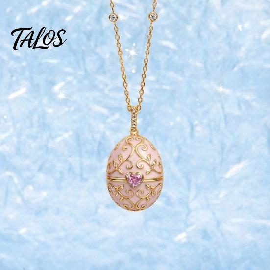 Открывающийся кулон-яйцо Talos на цепочке, Сердце из кубического циркония, Ретро-коробочка, Ювелирный подарок для девушки, жены, мамы