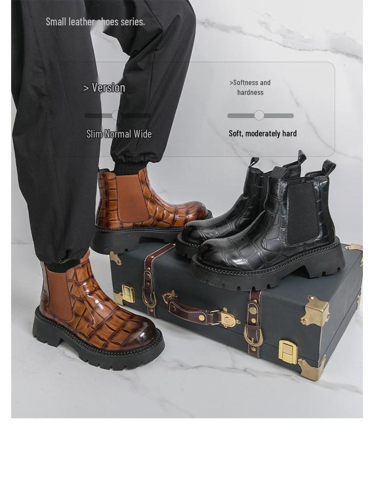 Мужские высокие мотоциклетные кожаные ботинки в британском стиле, Осень/Зима 2025, доступны большие размеры