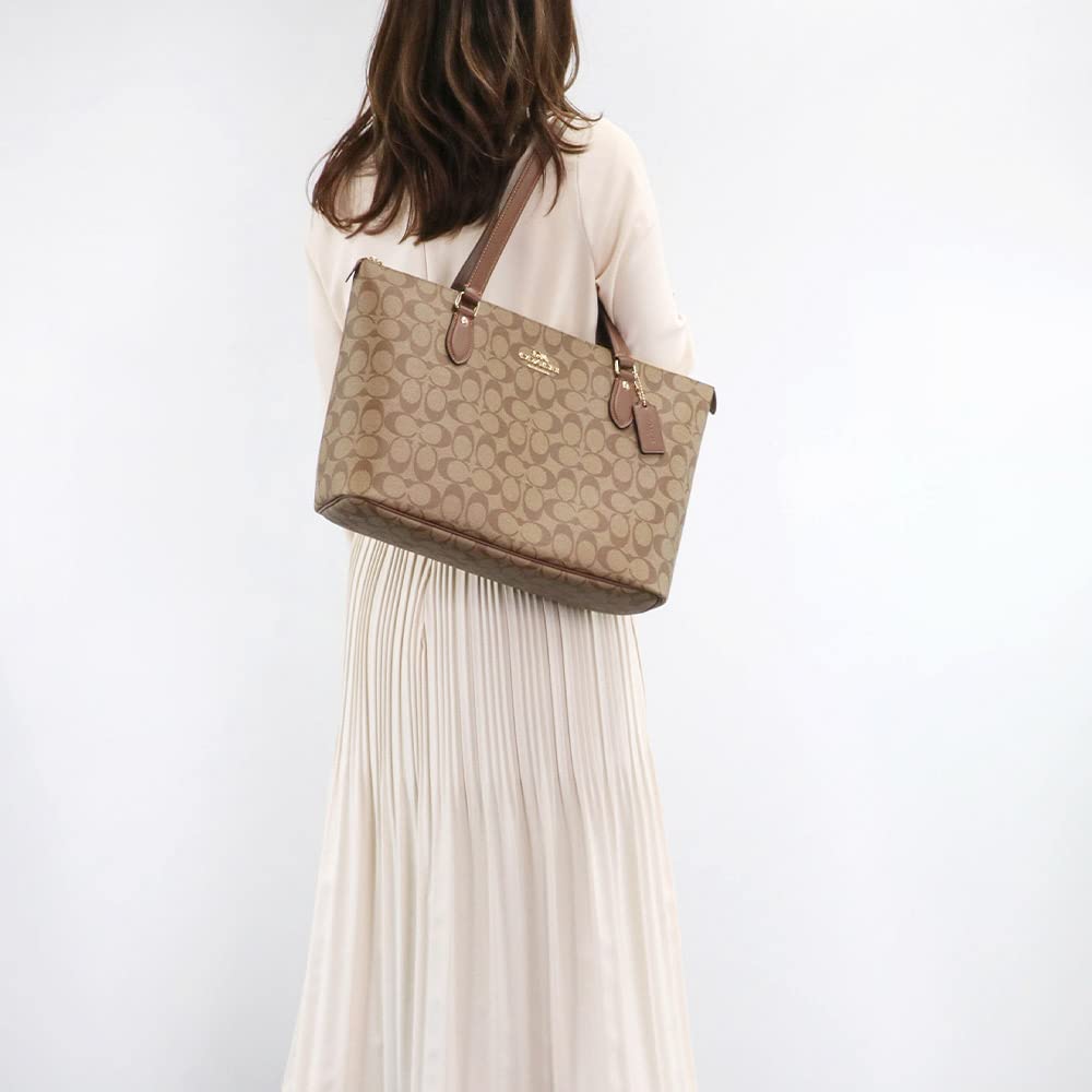 Сумка-тоут CH504, совместимая с форматом A4, фирменная, женская, цвета хаки, седельная [Coach] (ИМЕ74 2) [элемент]