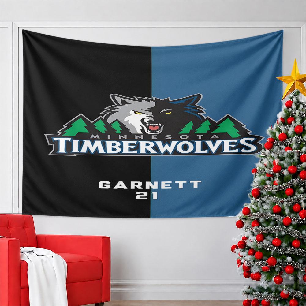 Minnesota Timberwolves Logo Tapestry Pattern Wall Hanging Tapestry Decorative Tapestry Home Decor for Bedroom and Living Room