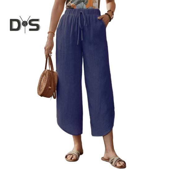 Женские брюки, регулируемые, с эластичной резинкой на талии, повседневные брюки, однотонные, широкие, свободные брюки, повседневная одежда