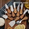 1 PCS Cheese Knife - Stainless Steel Cheese Knife with Acacia Wood Handle