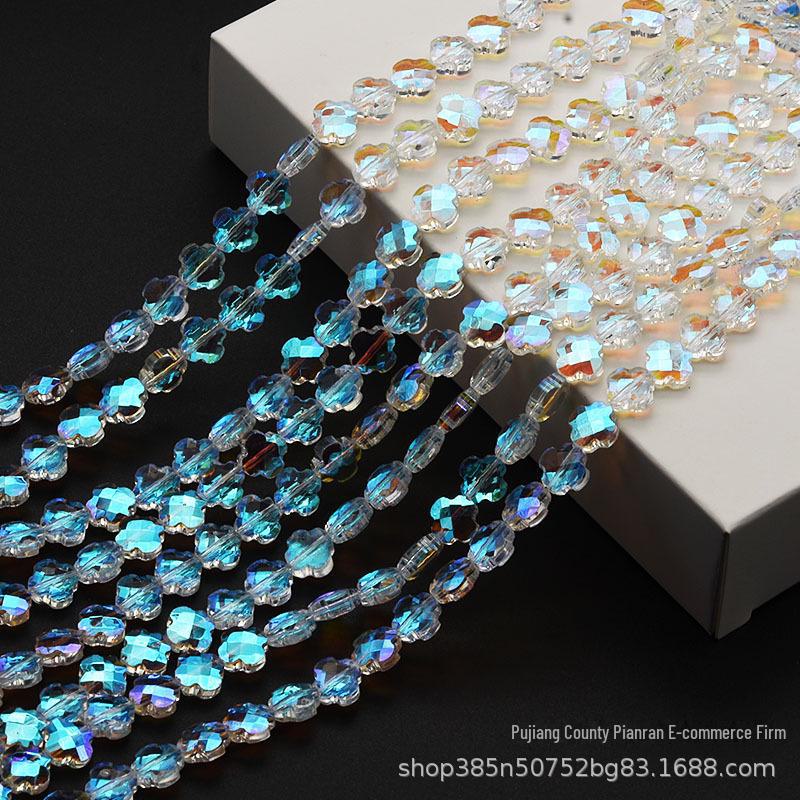 Гальванизированные хрустальные бусины в форме четырехлистного клевера для создания украшений и аксессуаров для волос своими руками.