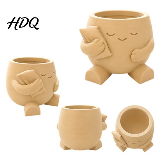 Суккулент Горшок 3D Печатный Милый Персонаж Горшок Спящее Лицо Цветок с Современным Минималистичным Горшком для Растений Подушка Мини Настольный Контейнер