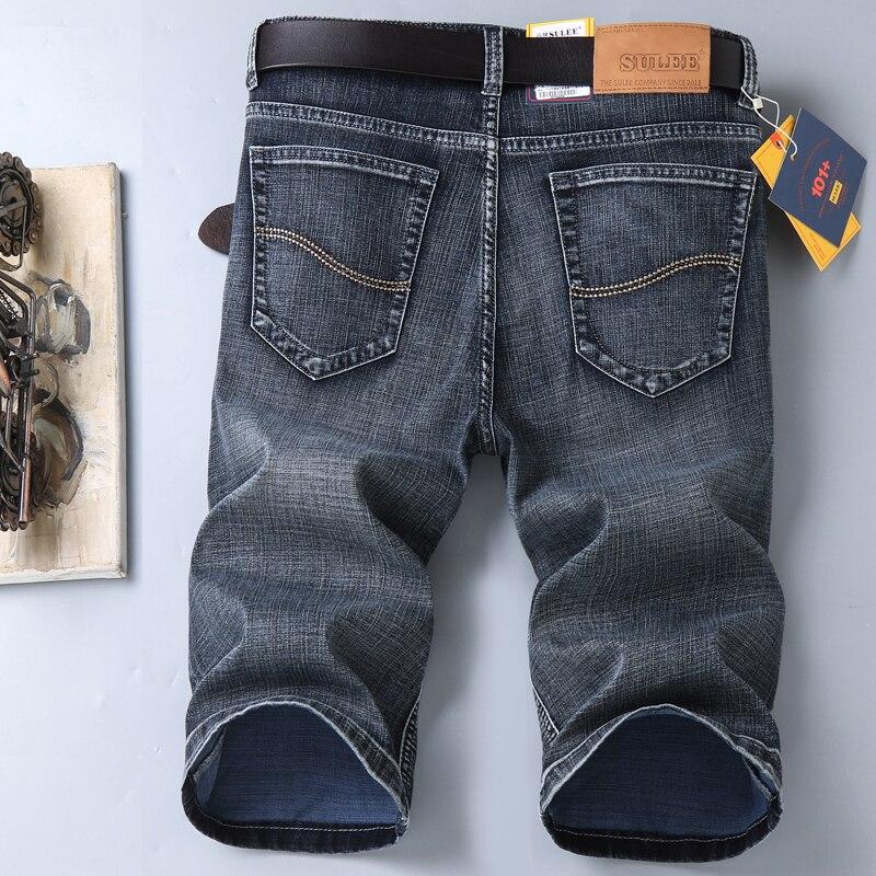 Летние мужские элитные брендовые джинсовые шорты Классическая мода в стиле ретро универсальные эластичные джинсовые брюки с пятью точками Мужские повседневные свободные джинсы