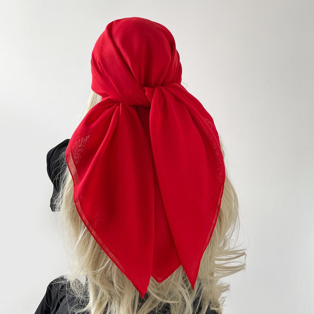 Большой квадратный шарф из пряжи сплошного цвета, весенний шелковый шарф, женский шарф