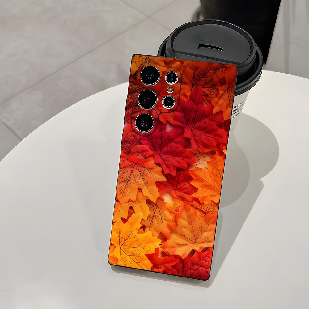 Чехол для телефона 'Кленовые листья' Красный для Samsung A25 A13 A33 5G A54 A36 A35 A56 A52 A14 Ударопрочный Мягкий Чехол