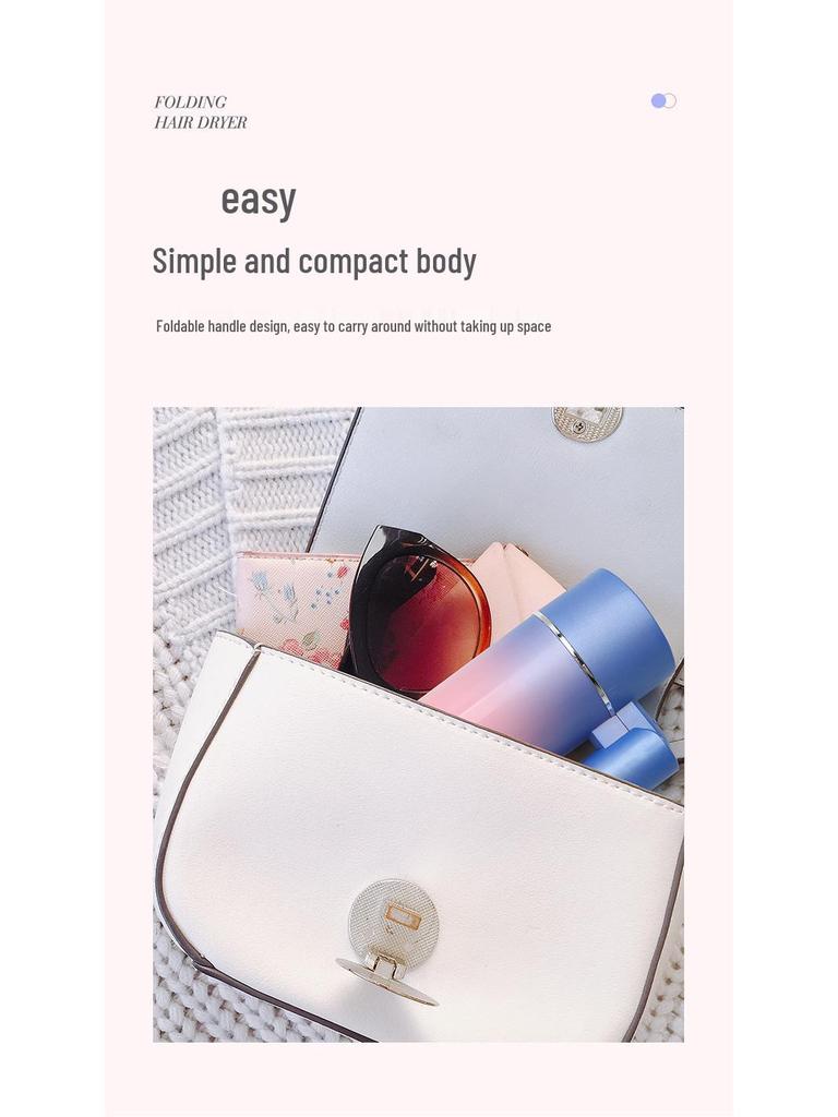 Gradient Color Portable Blue Light Negative Ion Hair Dryer for Students and Home Use