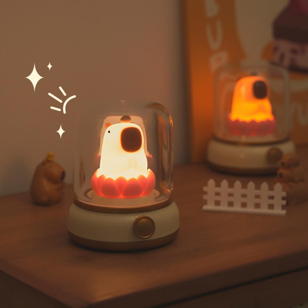 Capybara Night Light Cute Rechargeable Lamp Dimmable Timer Function Dual Mode LED Bedside Lamp Table Decoration