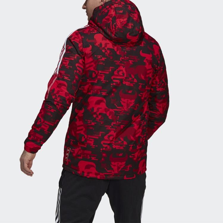 Adidas Manchester United Puffer Jackets Men's Natural Red Hooded Moderate Other GK9446