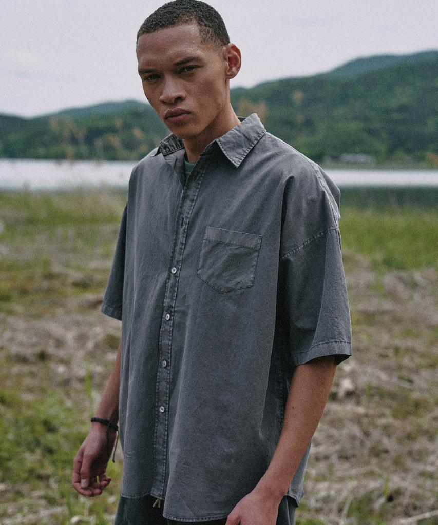 FAKE CAMPER Vintage Pigment Short Sleeve Shirt [Chacoal]