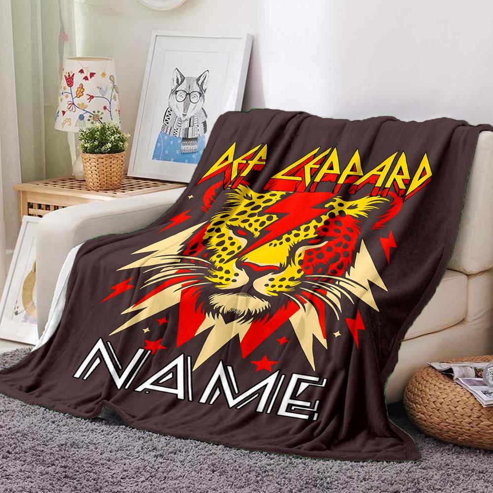 Leopard Graphic Customized Your Name Blanket Lightweight And Comfortable Warm Blanket Suitable For Bed Home Chair Office Sofa Camping Comfortable In