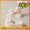 Niche Design Solid Color Non-slip Shoes 2024 Summer Round Head with Skirt Slippers Outer Wear Flower Decoration Cool Slippers