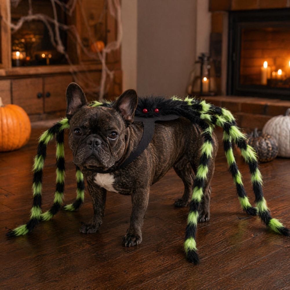 Halloween Spider Costume for Dog Cat Hairy Spider Pet Dress Up Outfit for Halloween Party Accessory Festival Costume