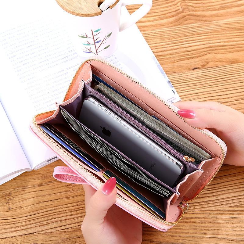 Contrasting Color Stitching Long Wallet Ladies Clutch Bag New Fashion Large Capacity Zipper Wallet Women Tassel Bag