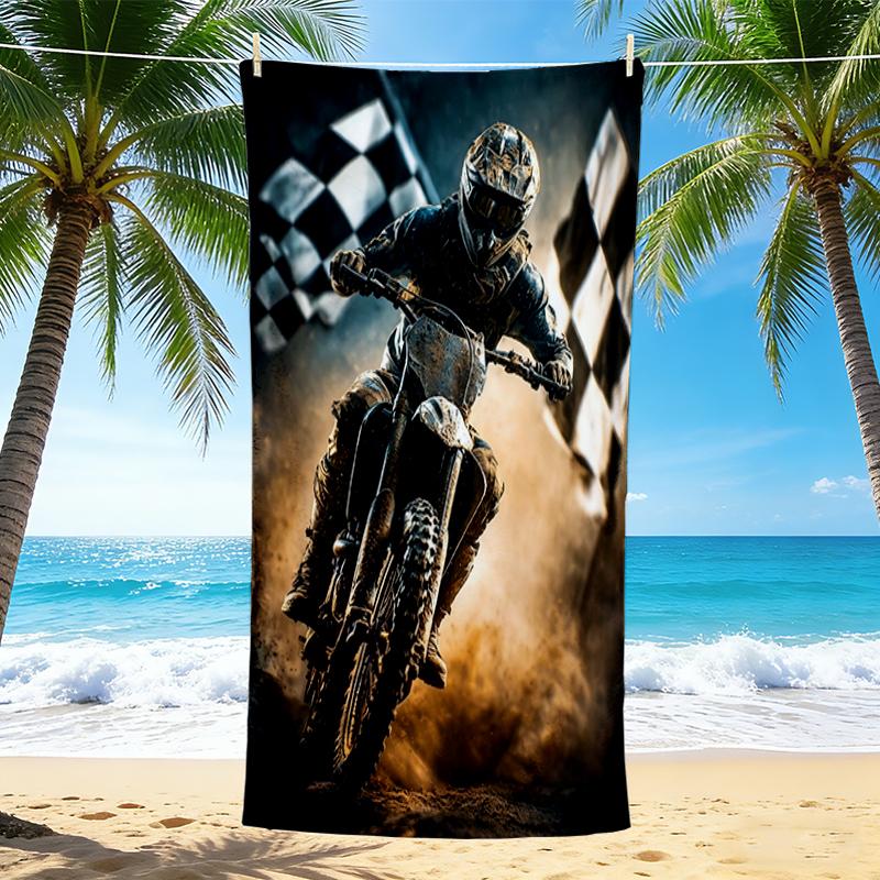 1Pc Dirt Bike Beach Towel, Quick Dry, Multi-Use for Beach Pool Gym Yoga Home Travel, Christmas, Halloween, Xmas Gift Em9285