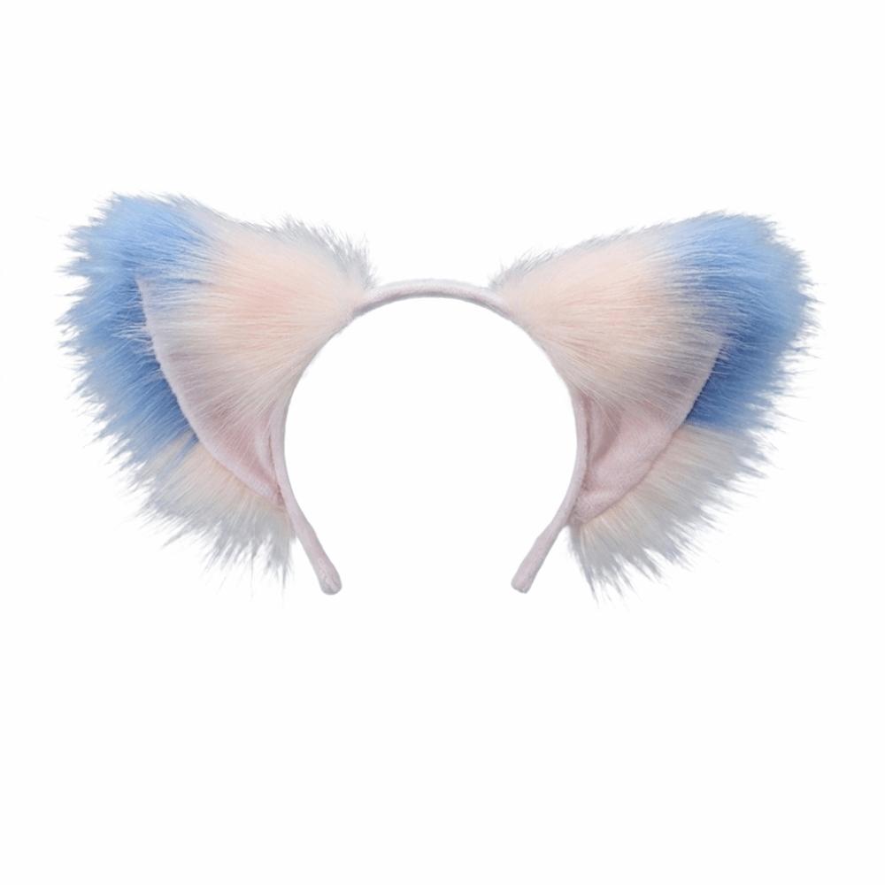 Fluffy Realistic Texture Faux Fur Cat Ears Flexible Animal Headband Anime Cosplay