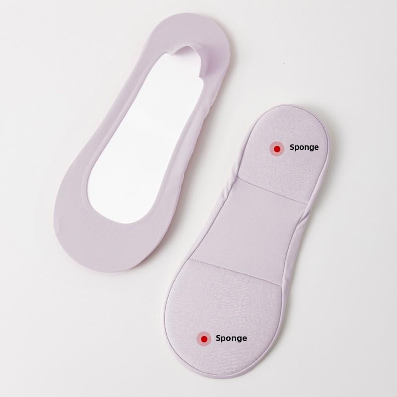 Women's Cotton No Show Socks, Invisible Non Slip Ankle Socks with Cushioned Sole, Breathable Thin Socks for Summer