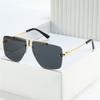 Oversized Double Bridge Frameless Sunglasses Vintage Square Frame Men's Shades Outdoor Gradient Lens UV Protection Sun Glasses