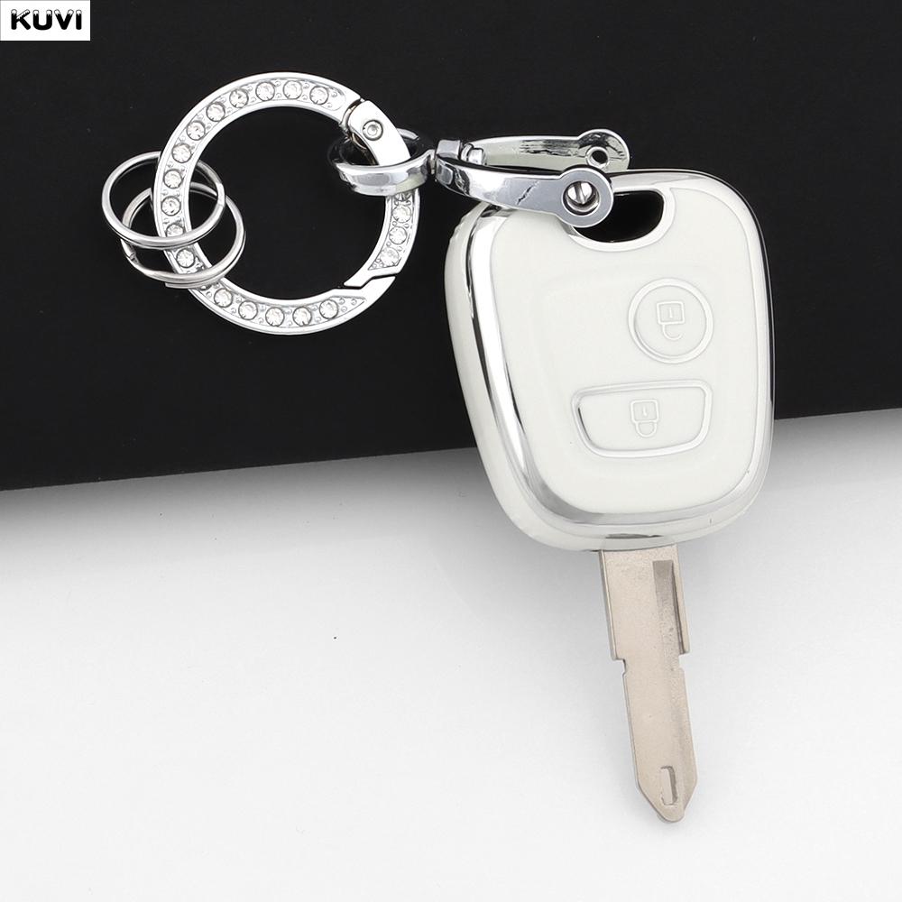 Чехол-брелок для автомобильного ключа с 2 кнопками из ТПУ для Peugeot 107 206 207 307, Citroen C1 C2 C3 C4, Toyota Aygo
