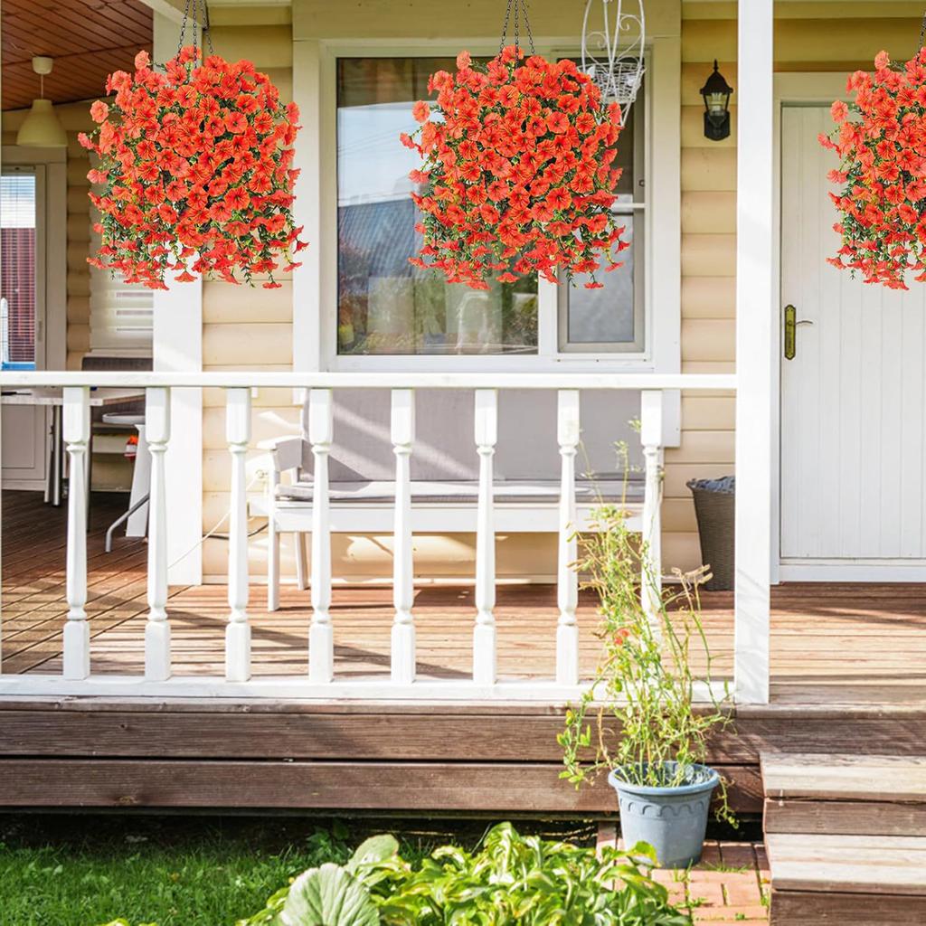 2pcs Artificial Morning Glory and Eucalyptus Hanging Decoration UV Resistant Perfectly for Home Garden Weddings