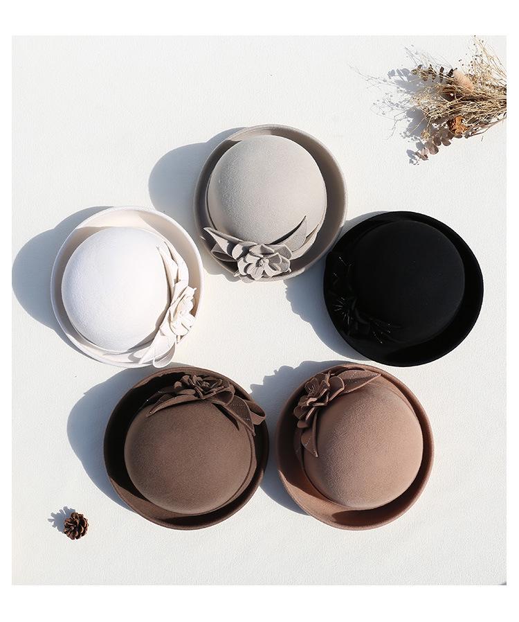 Женская ретро-шляпа-ведро из шерстяного фетра - Элегантные складки по краю для осени/зимы