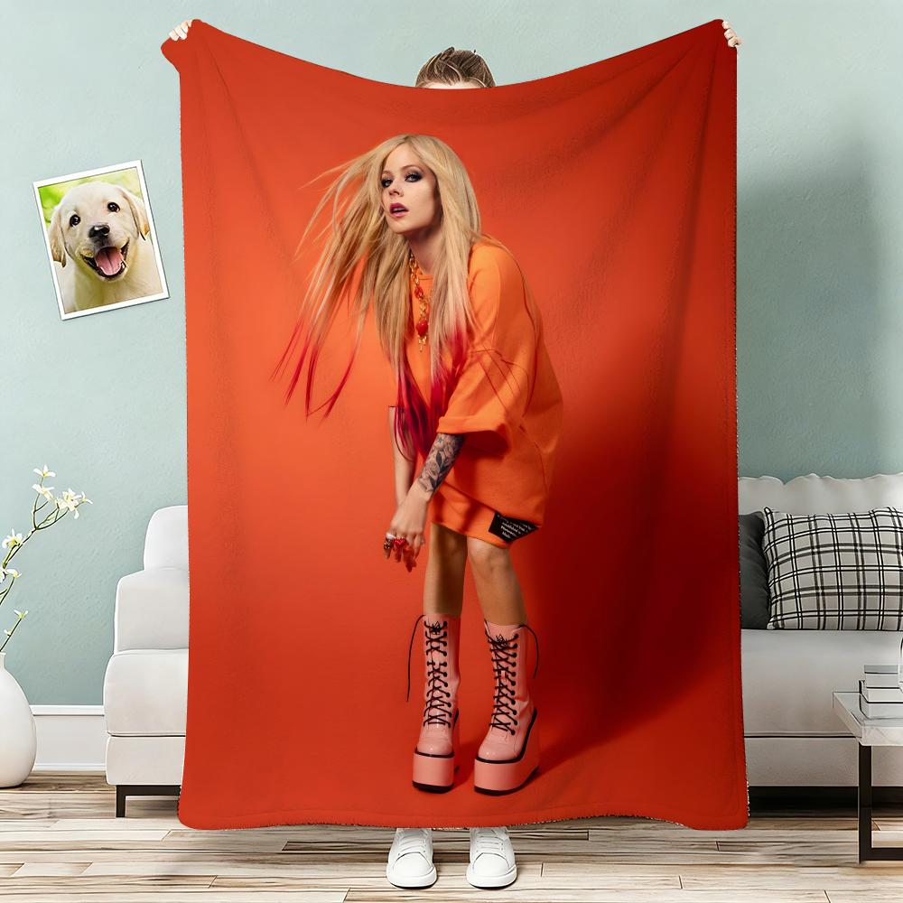 Star Singer Avril Lavigne Throw Lightweight 240g Flannel Blanket Soft Skin-friendly for Summer Cooling