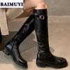 Женские сапоги до колена на платформе, массивные туфли на каблуках «Челси» 2025 года, трендовые ретро-ботинки из мягкой кожи в готическом стиле, зимние короткие плюшевые зимние ботинки Mujer