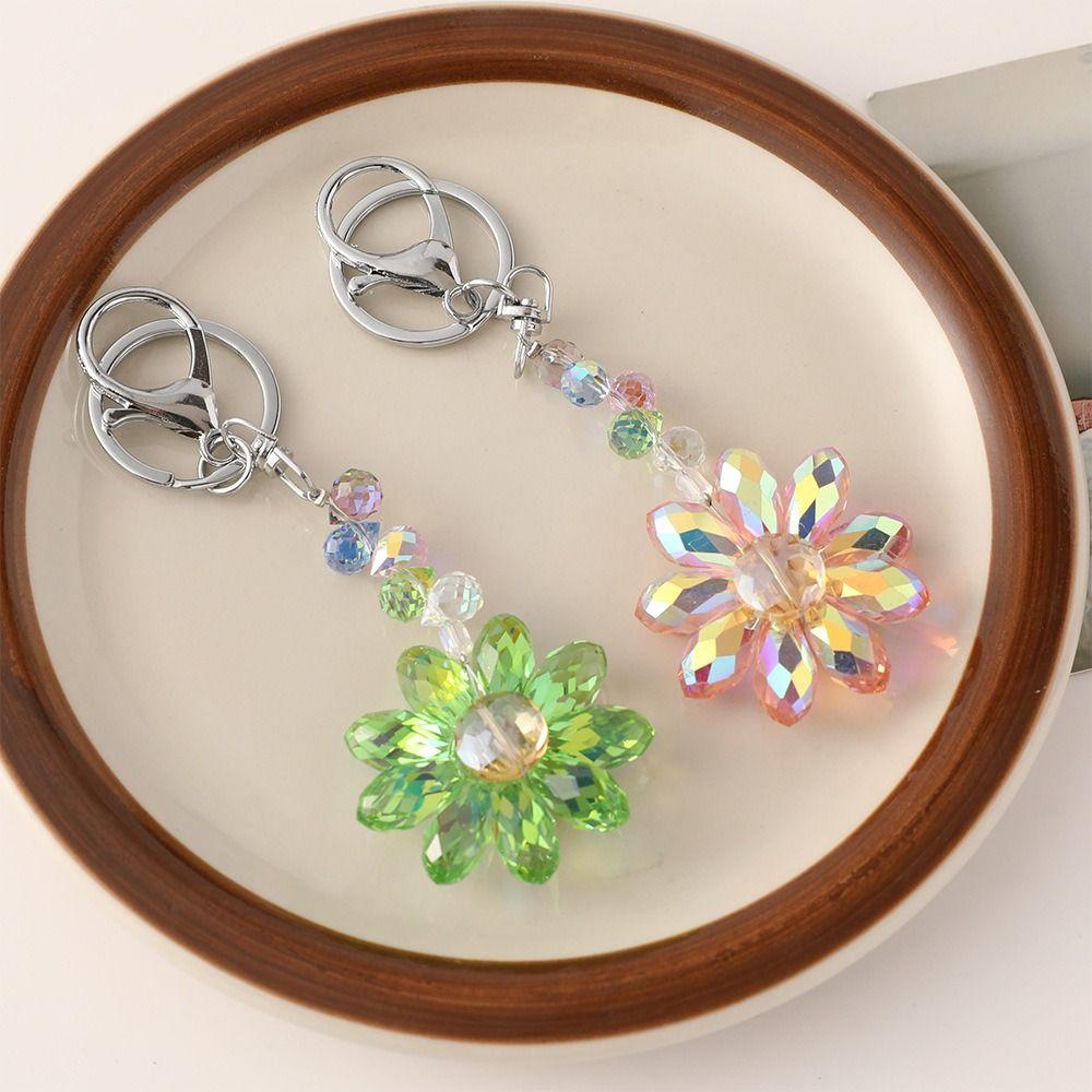 Орнамент Кристальная Подвеска Ловец Солнца Брелок для Ключей Автомобиля Креативный Страз Цветок Брелок Украсить