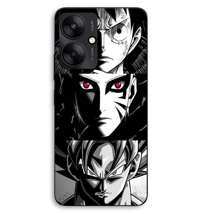 Coque de téléphone personnalisée - MANIACASE - Xiaomi Redmi 13C 5G - Silicone TPU - Motifs manga (Goku, Naruto, Luffy) - Noir