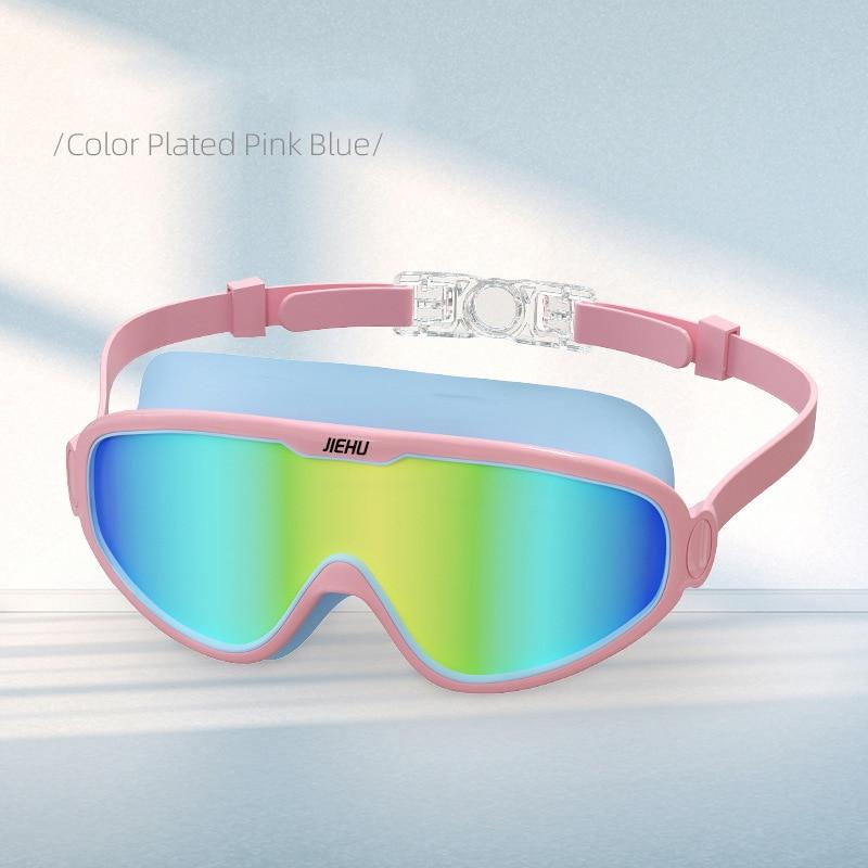 Очки для плавания с большой оправой для взрослых, водонепроницаемые противотуманные очки HD для подводного плавания, мужские и женские регулируемые очки для плавания с широким обзором