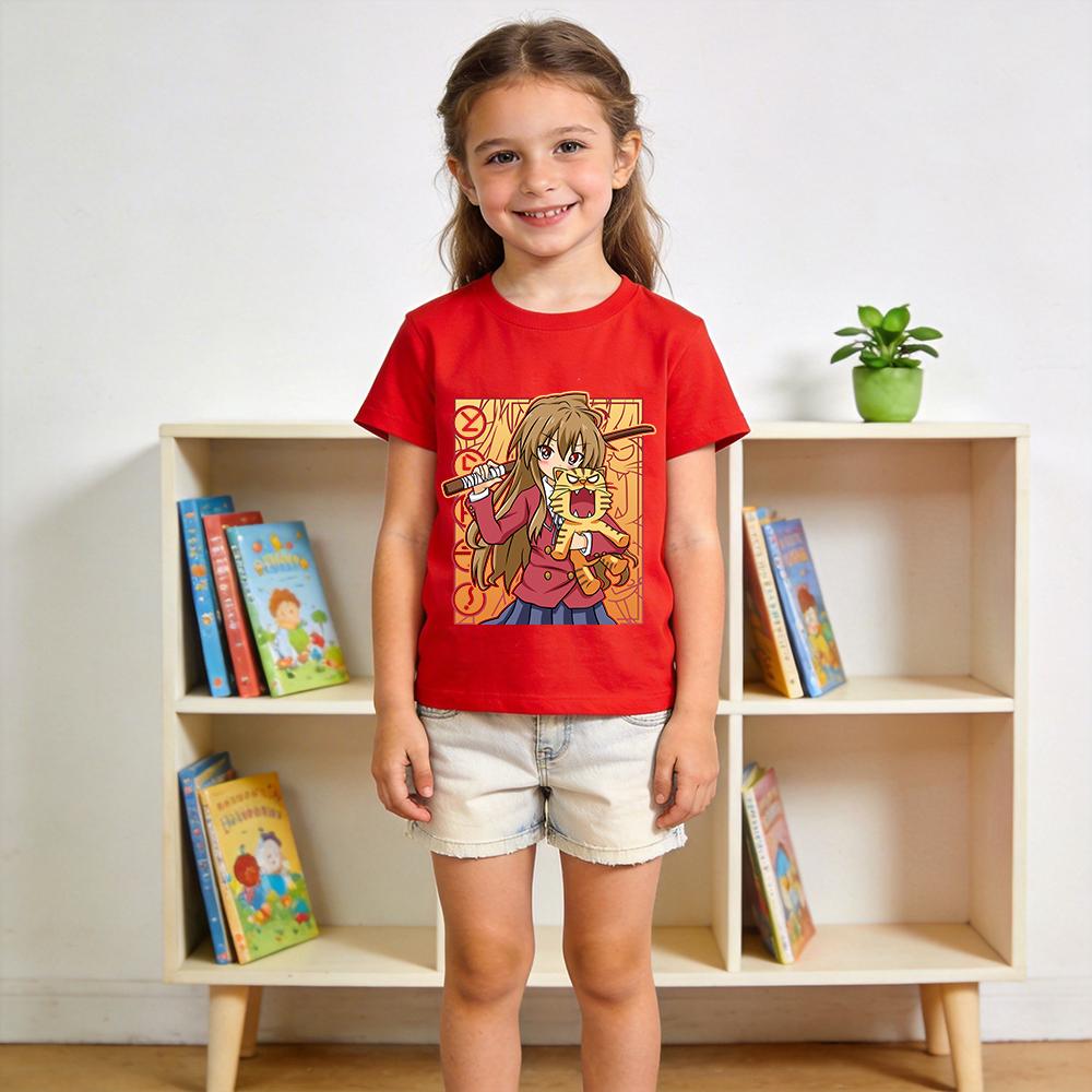 Toradora Aisaka Taiga Anime Print Cotton T Shirts for Boys Girls Kids Short Sleeve Summer Casual Top