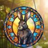Yousheng Easter Bunny Ornament Stained Acrylic Window Hanging Decoration Colorful Rabbit Art Ornament for Home Wall Door Garden Spring Easter Decor