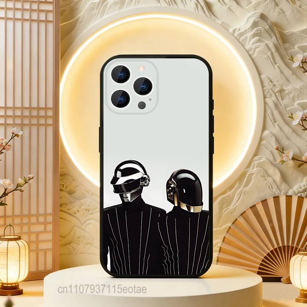 Daft P-Punk Band Phone Case Silicone Soft For IPhone 16,17,15,11,13,12,14,Mini,Pro,Max,Plus,Air,E Black