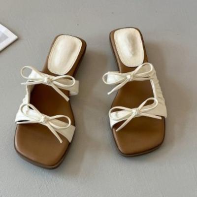 Модные туфли-лодочки с бантом, женские, с квадратным носком, на высоком каблуке, шлепанцы, сексуальные трендовые сандалии 2025, летняя обувь, новая дизайнерская обувь для вечеринок на каблуке, женские туфли-лодочки, mujer