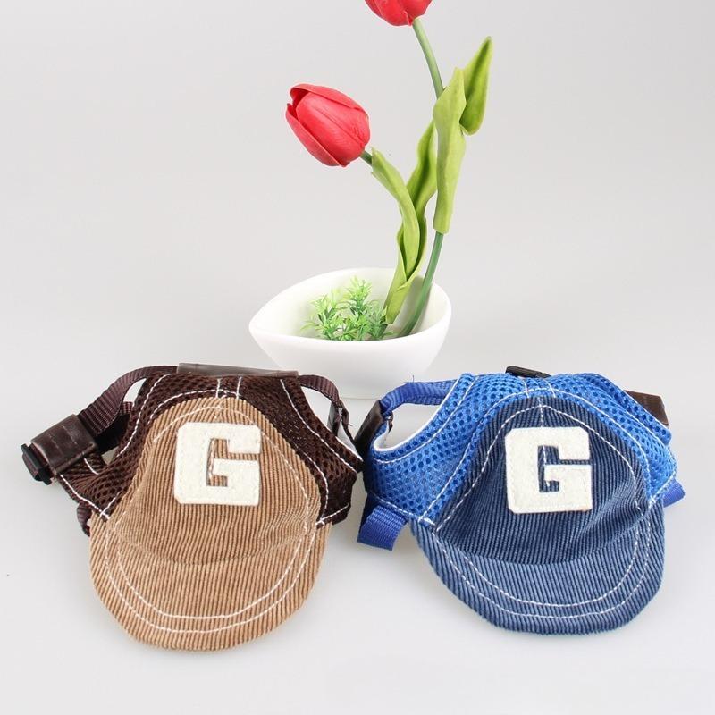 Fashion G-shaped Corduroy Dog Sun Hat Breathable Baseball Hat for Pet Outdoor Travel Use