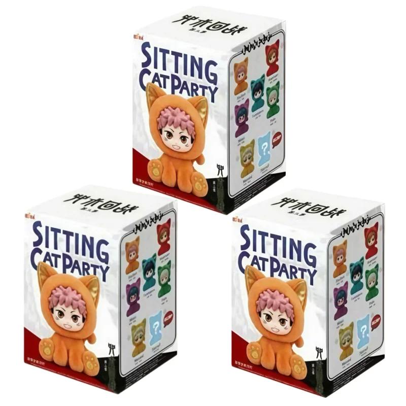 EAKI Jujutsu Kaisen Cat Sitting Party Blind Box Anime Figure Collectible Decor Ornament Birthday Gift Toy