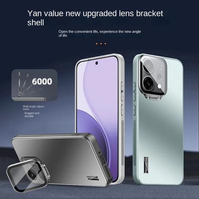 Матовый противоударный чехол-подставка для телефона OPPO Reno 14 Pro с металлической защитой камеры и объектива, задняя крышка для Reno 14Pro