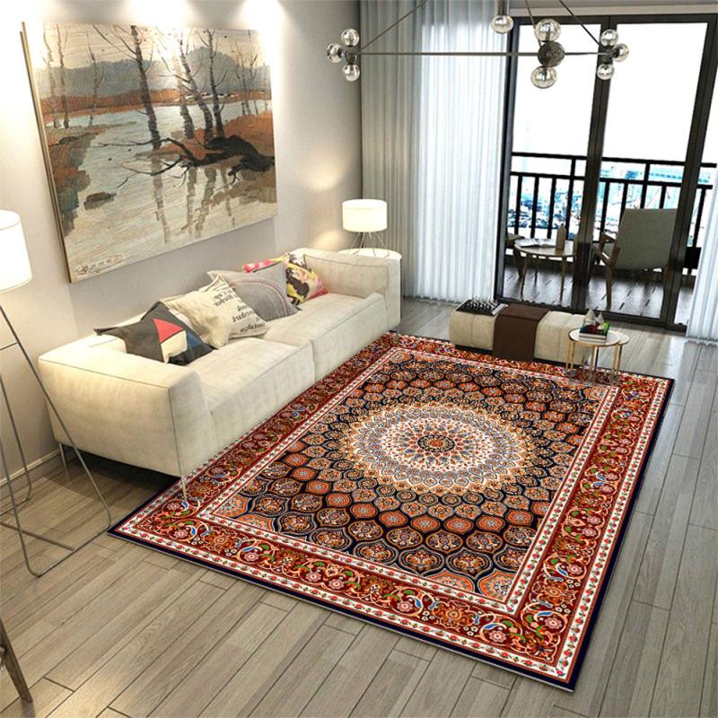 Роскошный ковер в стиле ретро, нескользящий напольный коврик с принтом для гостиной, журнальный столик, декор для комнаты, спальни